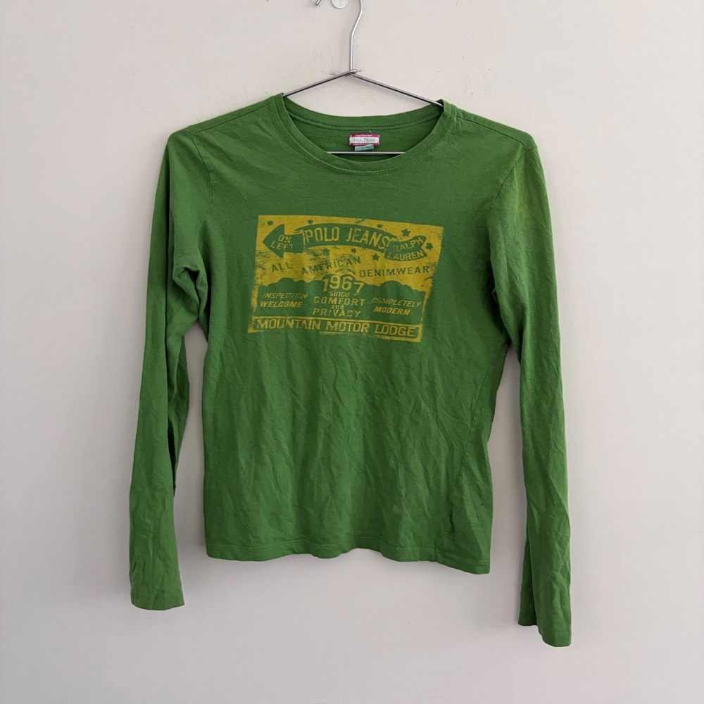 Polo Jeans Ralph Lauren Mountain Motor Lodge Graphic T-Shirt Green Small